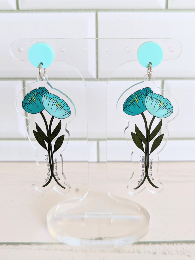 Aqua Poppy Dangles