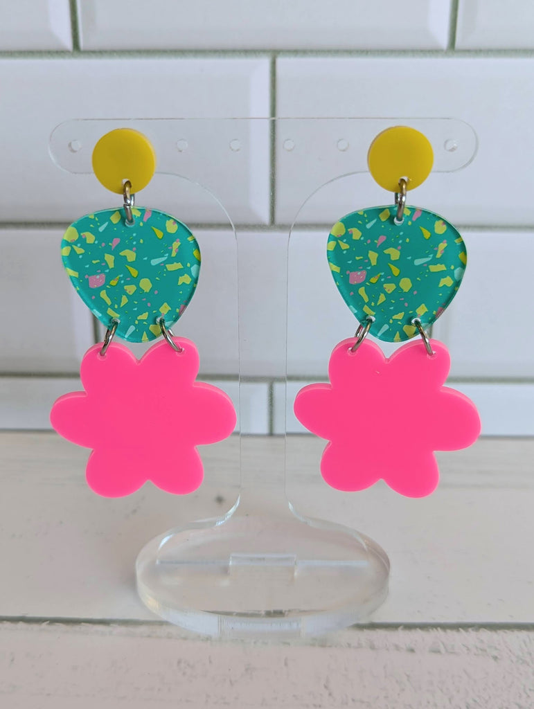 Aqua Terrazzo Flower Dangle
