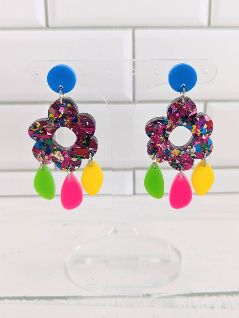 Glitter Flower Dangle