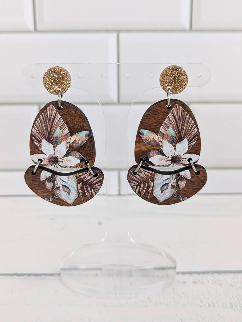 Glitter Palm Florals Dangle