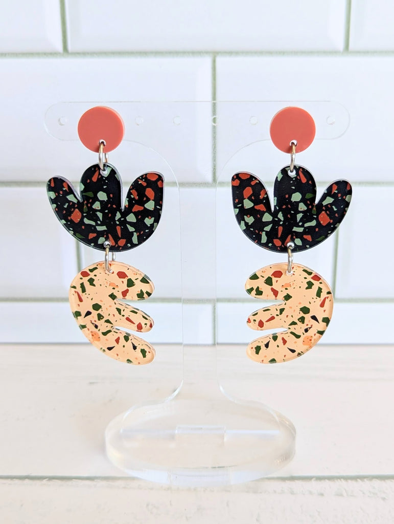 Navy Clay Terrazzo Dangle