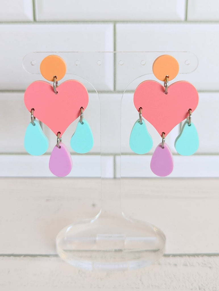 Pastel Heart Dangles with Orang Fizz Toppers
