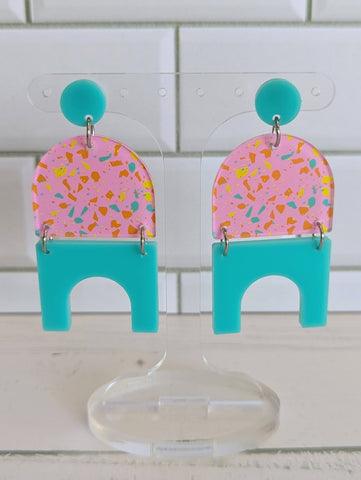 Aqua Arch Terrazzo Dangles