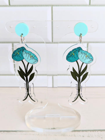 Aqua Poppy Dangles