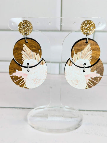 Boho Floral Dangles with glitter topper