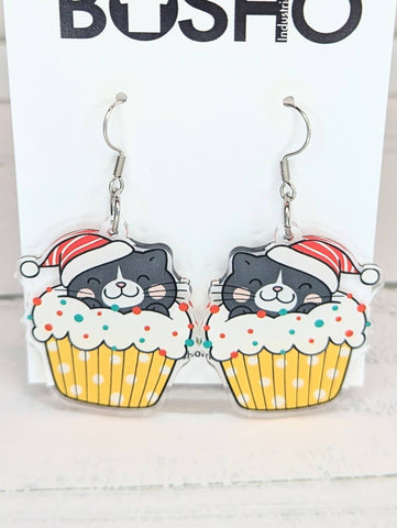 Christmas Cat Cupcake Dangles
