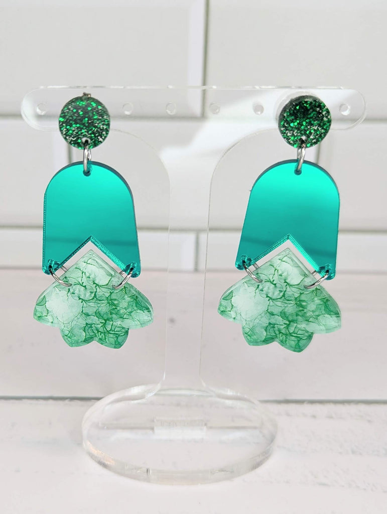 Christmas Green Marble Dangles