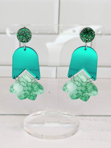 Christmas Green Marble Dangles