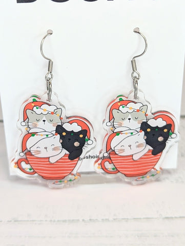 Cup of Christmas Cats Dangles