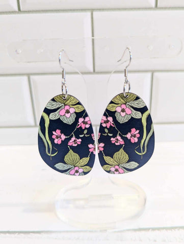 Earthy Blue Floral Dangles