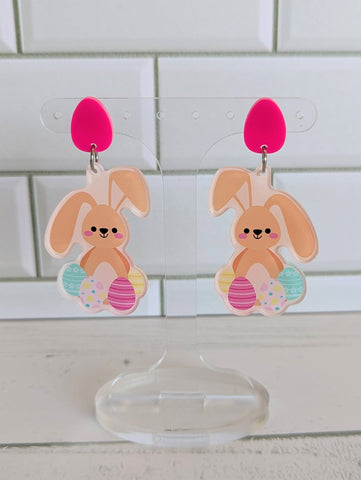 Easter Bunny Dangles with Hot Pink Toppers