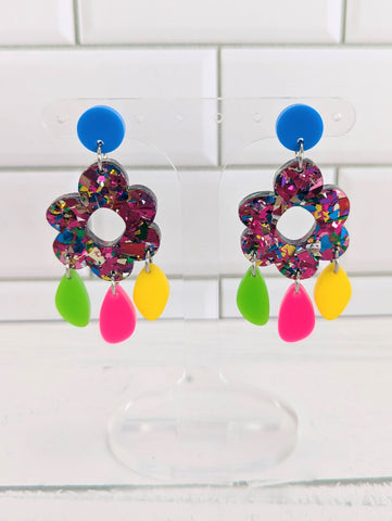 Glitter Flower Dangle
