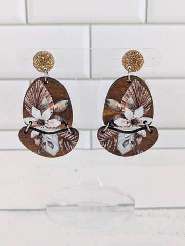 Glitter Palm Florals Dangle