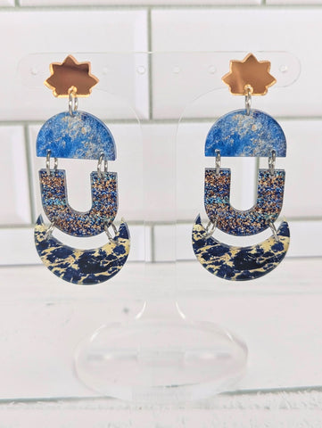 Navy Arch Crescent Dangles