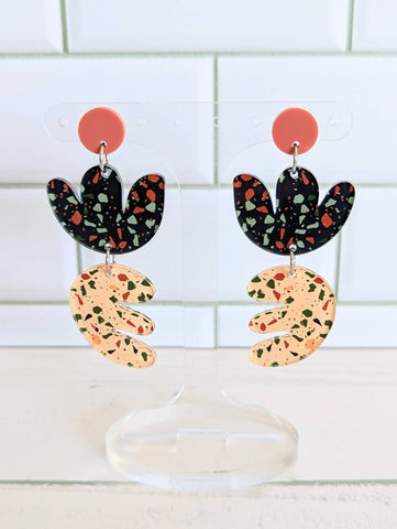 Navy Clay Terrazzo Dangle