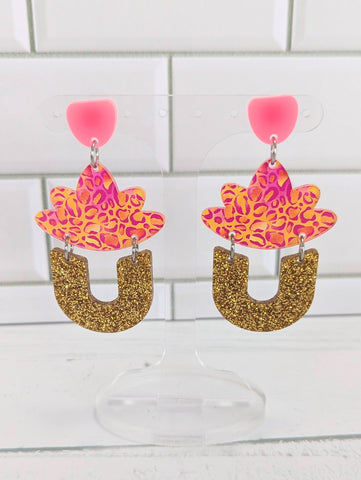 Neon leopard Leaf Arch Dangles