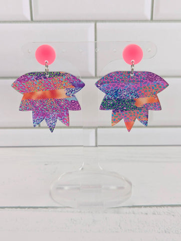 Neon Leopard Spiked Front Dangle