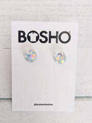 Silver Chunky Glitter Studs