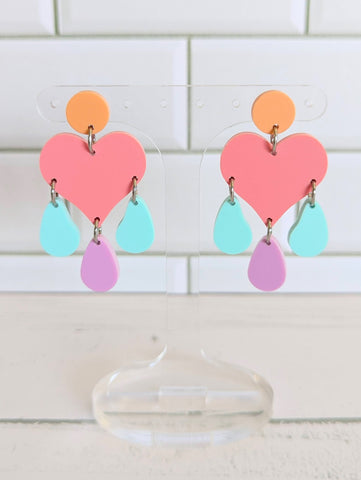 Pastel Heart Dangles with Orang Fizz Toppers