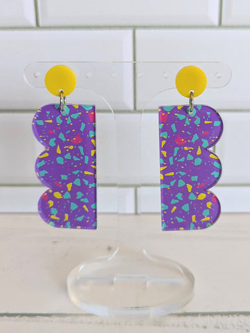 Purple Terrazzo Shape Dangles