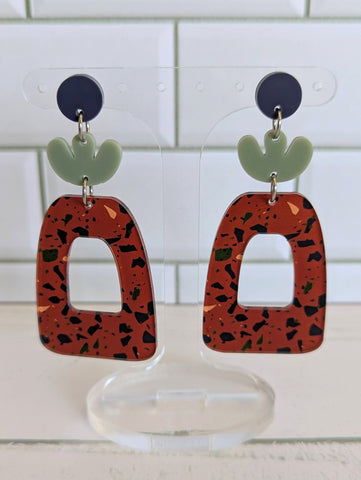 Terracotta Terrazzo Abstract Dangle