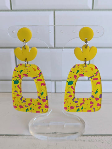 Yellow Terrazzo Abstract Dangles